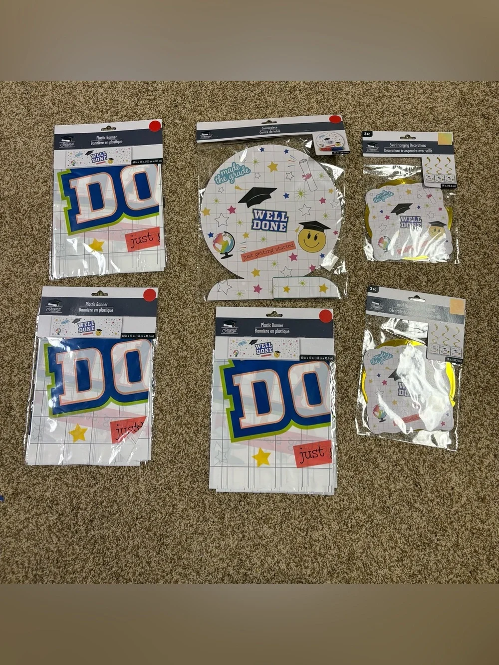 Graduation Party Decor Bundle Banners Centerpiece Hanging Swirls NWT